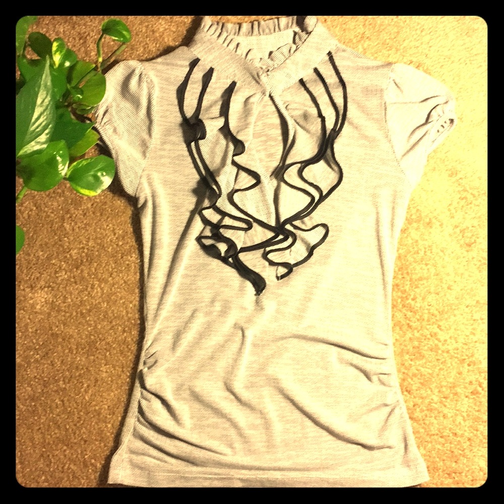 Gray peekaboo style top